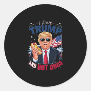 Funny Hilarious Conservative I Love Trump And Hot Classic Round Sticker