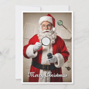 Funny Hilarious Santa Claus Detective Christmas Holiday Card
