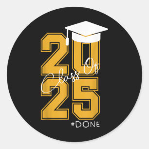 Funny Him Her Vintage Cl Of 2025 Graduation Done 2 Classic Round Sticker