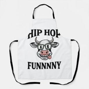 Funny Hip Hop Cow Vintage Engraving Shirt Design_1 Apron