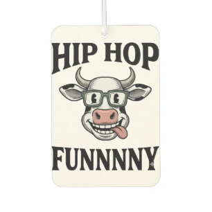 Funny Hip Hop Cow Vintage Engraving Shirt Design_1 Car Air Freshener