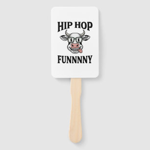 Funny Hip Hop Cow Vintage Engraving Shirt Design_1 Hand Fan