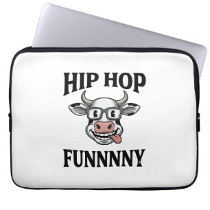 Funny Hip Hop Cow Vintage Engraving Shirt Design_1 Laptop Sleeve
