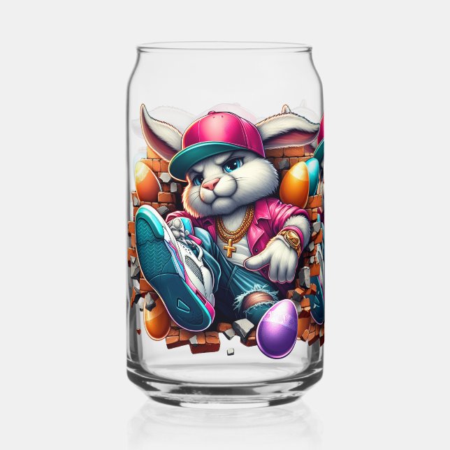  Funny hip hop Gangster Bunny Easter Urban Design Can Glass (Front)