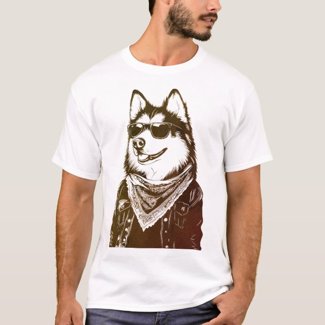 Funny Hip-Hop Malamute Street Style  T-Shirt (Front)