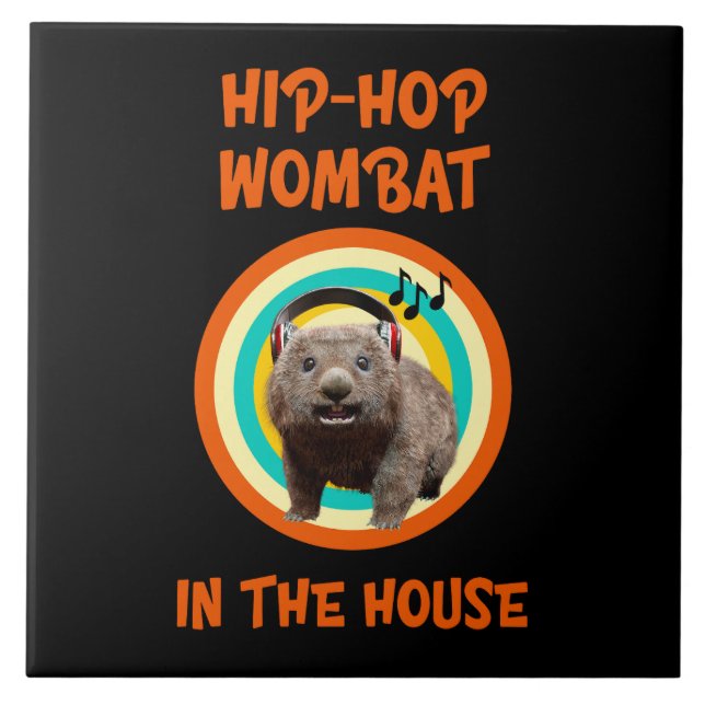 Funny Hip-hop Wombat in the House Ceramic Tile (Front)