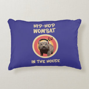 Funny Hip-hop Wombat in the House Decorative Cushion