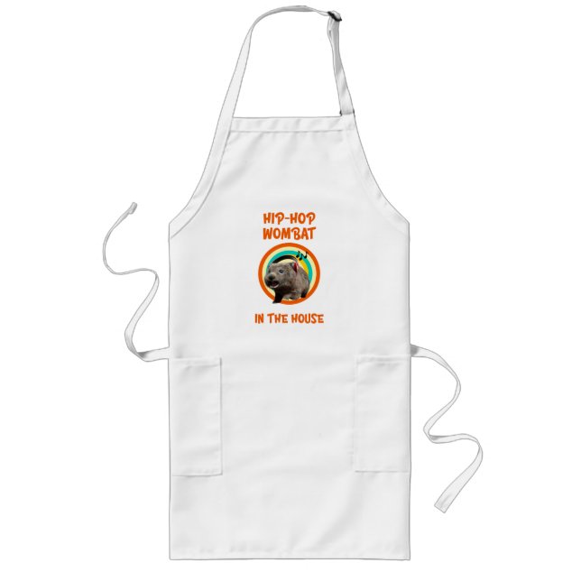 Funny Hip-hop Wombat in the House Long Apron (Front)