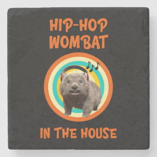 Funny Hip-hop Wombat in the House Stone Coaster