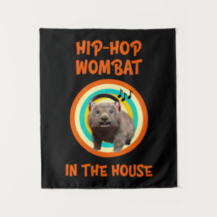 Funny Hip-hop Wombat in the House Tapestry