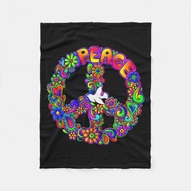 Funny Hipe Flower Wer Peace Sign Tee  Fleece Blanket (Front)