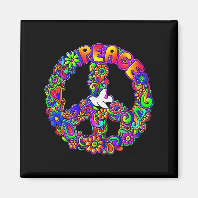 Funny Hipe Flower Wer Peace Sign Tee  Magnet (Front)