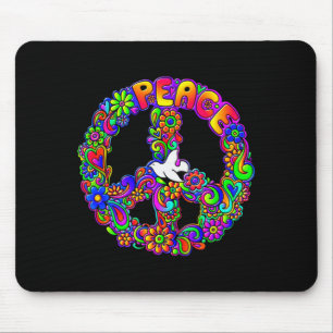 Funny Hipe Flower Wer Peace Sign Tee  Mouse Pad
