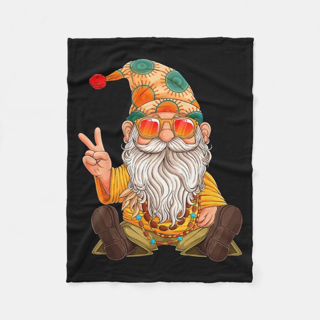 Funny Hipe Gnome Peace Sign Gnomes Lovers Men Wome Fleece Blanket (Front)
