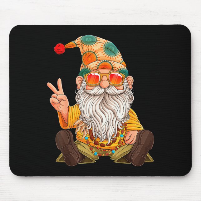 Funny Hipe Gnome Peace Sign Gnomes Lovers Men Wome Mouse Pad (Front)
