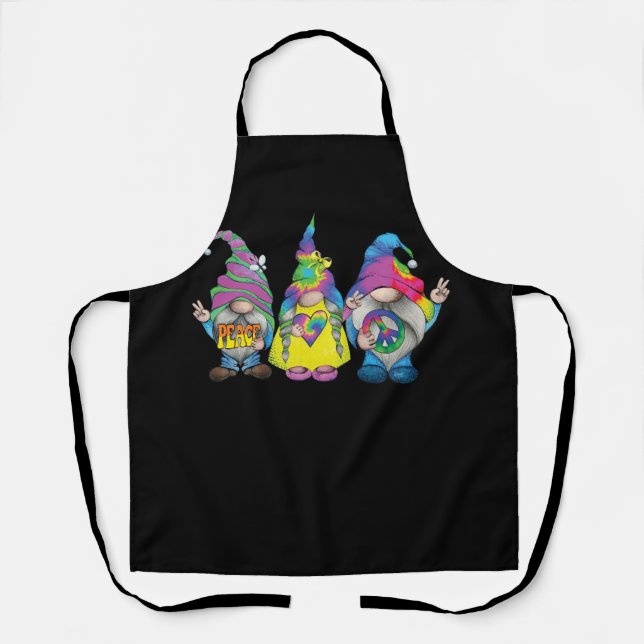 Funny Hippie Gnome Peace Sign Gnomes Lovers Men Wo Apron (Front)