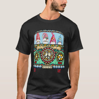 Funny hippie gnomes driving peace camping van car T-Shirt