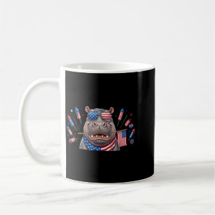 Funny Hippo Aamerican Usa Flag Memorial Day 4th Of Coffee Mug