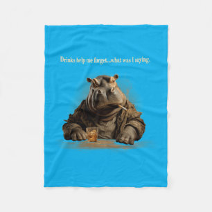 Funny Hippo Animal Fathers Day Men Women Fleece Blanket