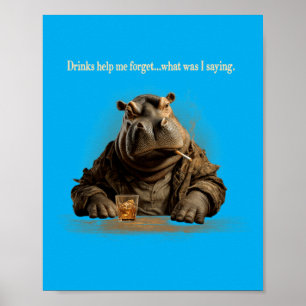 Funny Hippo Animal Fathers Day Men Women Poster
