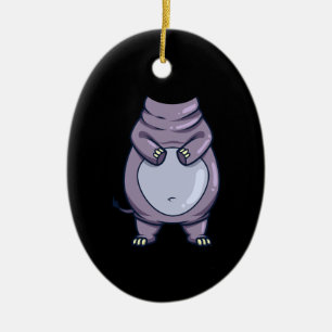 Funny Hippo Body Headless Halloween Mammal Costume Ceramic Ornament