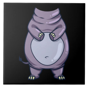 Funny Hippo Body Headless Halloween Mammal Costume Ceramic Tile