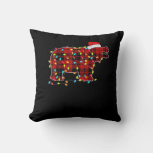 Funny Hippo Christmas Light Matching Family Cushion