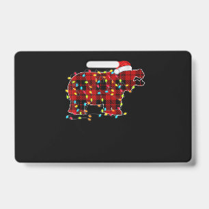 Funny Hippo Christmas Light Matching Family ID Badge