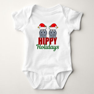 Funny Hippo Christmas Pun Baby Bodysuit
