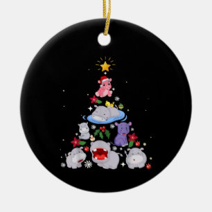 Funny Hippo Christmas Tree   Xmas Hippopotamus Ceramic Ornament