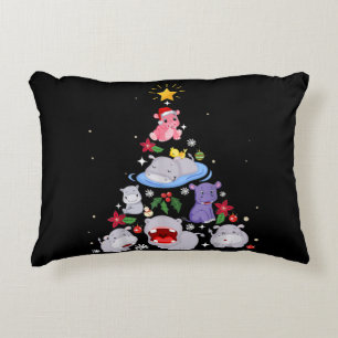Funny Hippo Christmas Tree   Xmas Hippopotamus Decorative Cushion