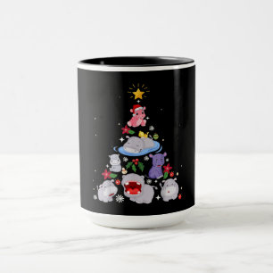 Funny Hippo Christmas Tree Xmas Hippopotamus Mug
