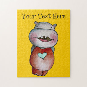 Funny Hippo Customisable Puzzle