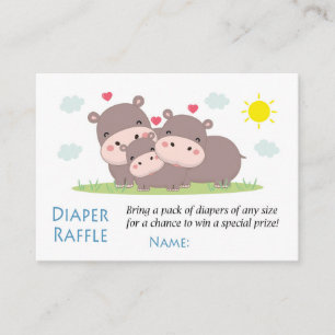 Funny Hippo Diaper Raffle Tickets