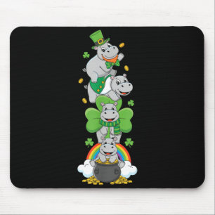Funny Hippo Hippopotamus St Patricks Day Womens Mouse Pad