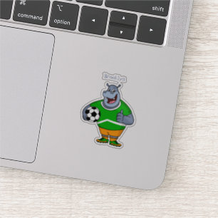 Funny hippo soccer player cartoon illustration