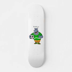 Funny hippo soccer player cartoon illustration skateboard