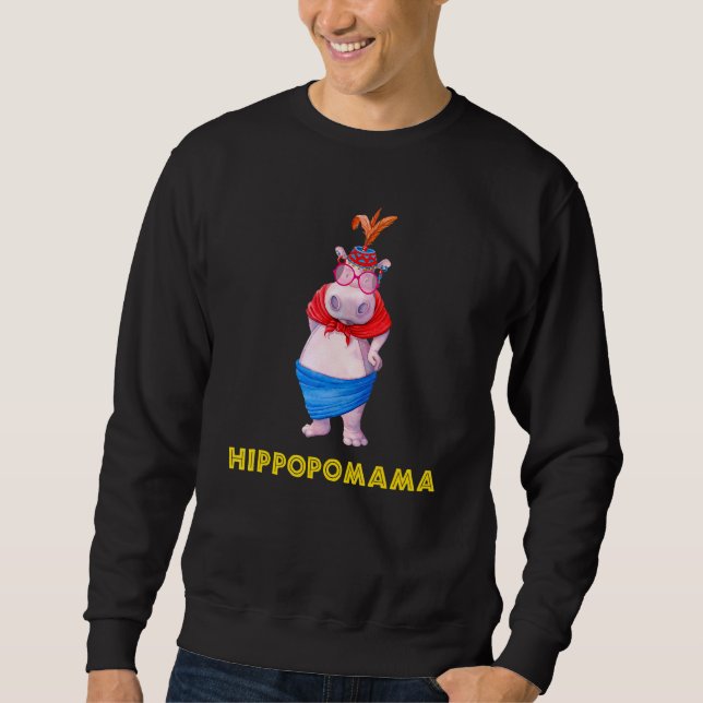 Funny Hippo Women  Hippopomama Very Big Mum Mama Sweatshirt (Front)