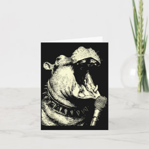 Funny Hippopotamus Singing Punk Rocker Nge Animal Card