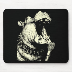 Funny Hippopotamus Singing Punk Rocker Nge Animal Mouse Pad