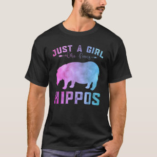 Funny Hippos Girls Just A Girl Who Loves Hippos T-Shirt