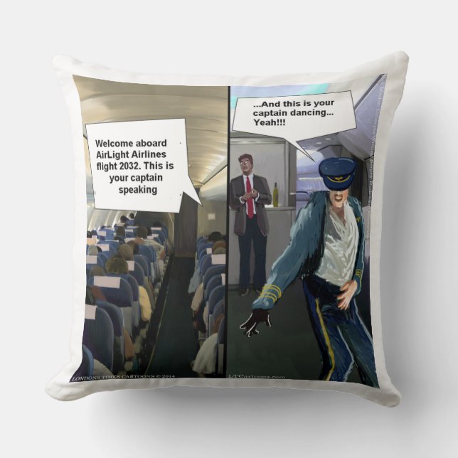 Funny Hipster Airline Pilot Large Cotton Pillow (Front)