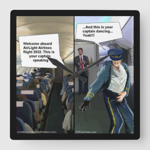 Funny Hipster Airline Pilot Wall Clock