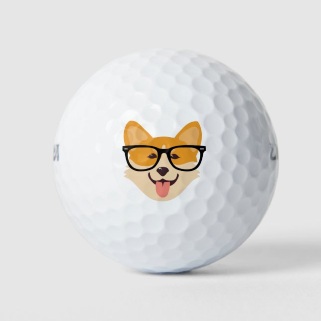 Funny Hipster Corgi Golf Balls (Front)