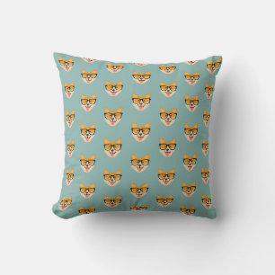 Funny Hipster Corgi Pattern Cushion