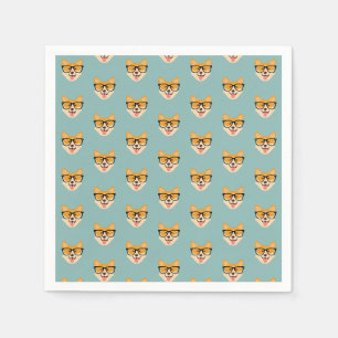 Funny Hipster Corgi Pattern Napkin