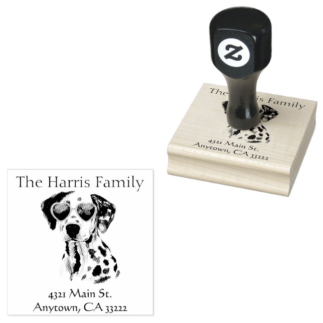 Funny Hipster Dalmation Personalised Rubber Stamp (Stamped)