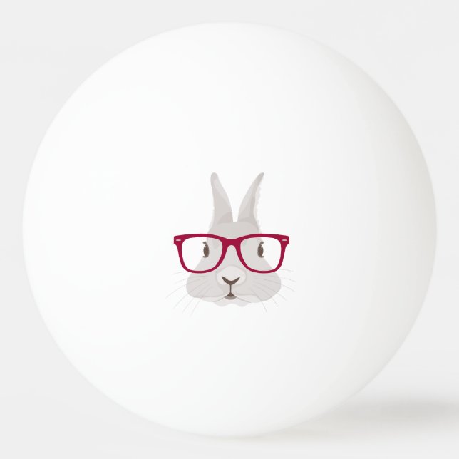 Funny Hipster Easter bunny with red rim glasses Ping Pong Ball (Front)