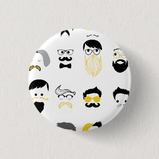 Funny Hipster Faces 3 Cm Round Badge