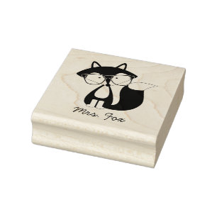 Funny Hipster Fox Rubber Stamp